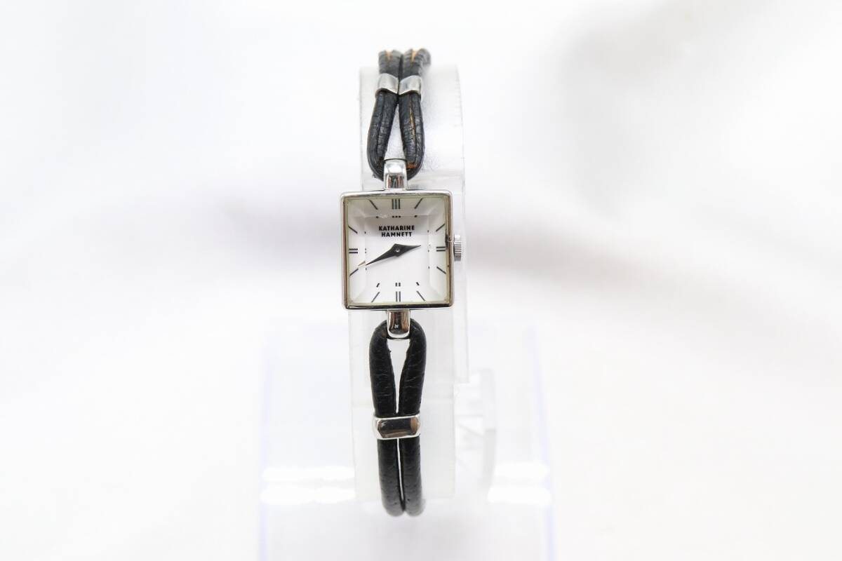 W258-28】動作品 電池交換済 KATHARINE HAMNETT キャサリンハムネット 2針 カットガラス ブレスレットウォッチ 腕時計 KH-6001 レディース_画像4