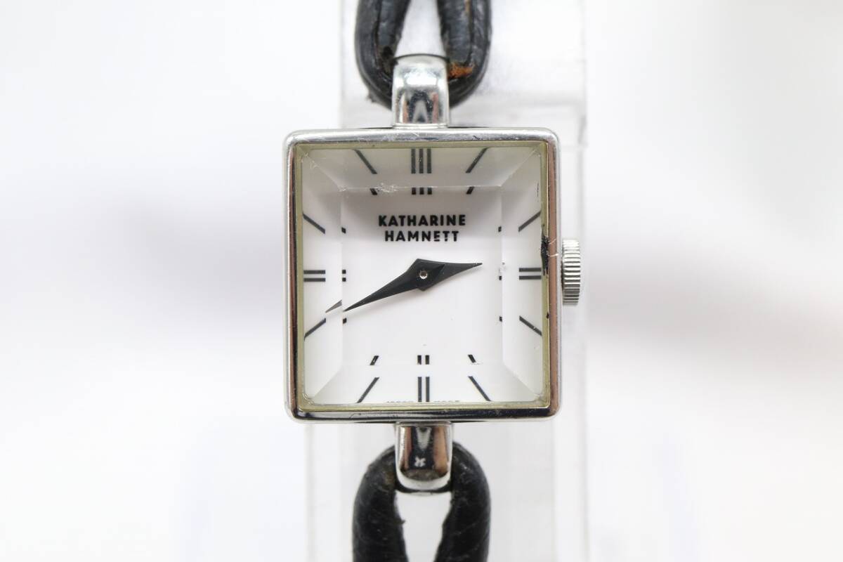 W258-28】動作品 電池交換済 KATHARINE HAMNETT キャサリンハムネット 2針 カットガラス ブレスレットウォッチ 腕時計 KH-6001 レディース_画像1