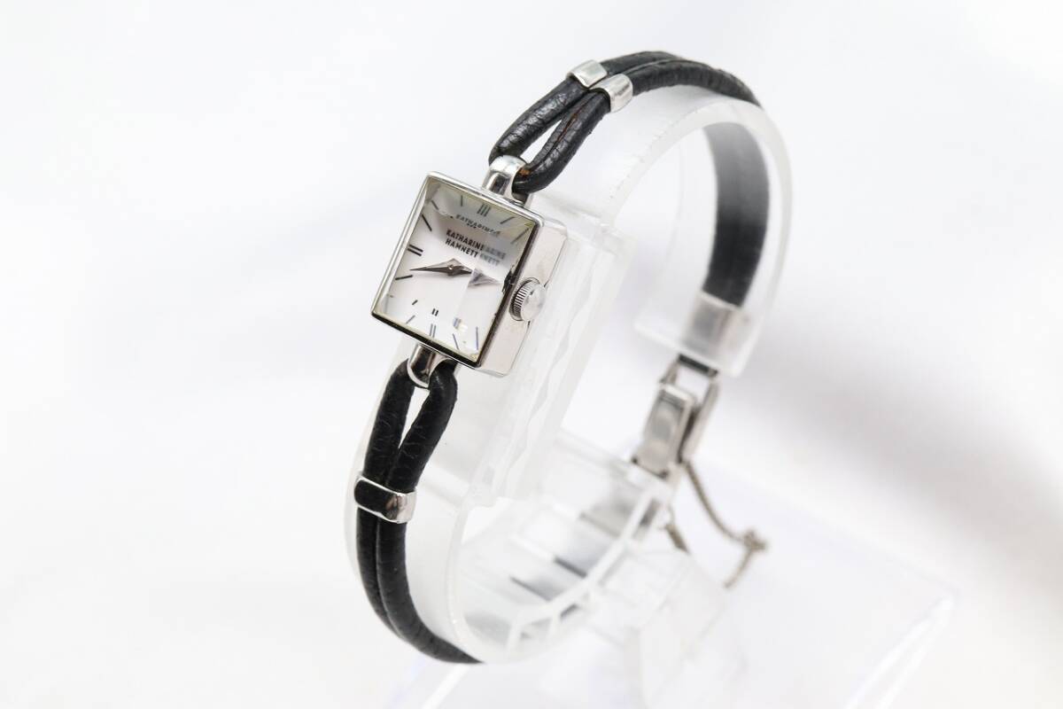 W258-28】動作品 電池交換済 KATHARINE HAMNETT キャサリンハムネット 2針 カットガラス ブレスレットウォッチ 腕時計 KH-6001 レディース_画像2