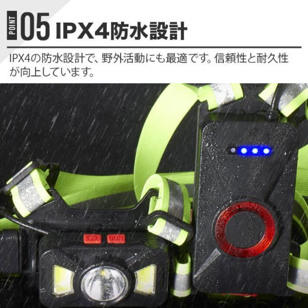 ランニングライト チェストライト ジョギングライト T6LED COBライト 夜間 LED 500ルーメン USB充電 IPX4防水 5段階の點燈モード 警告燈