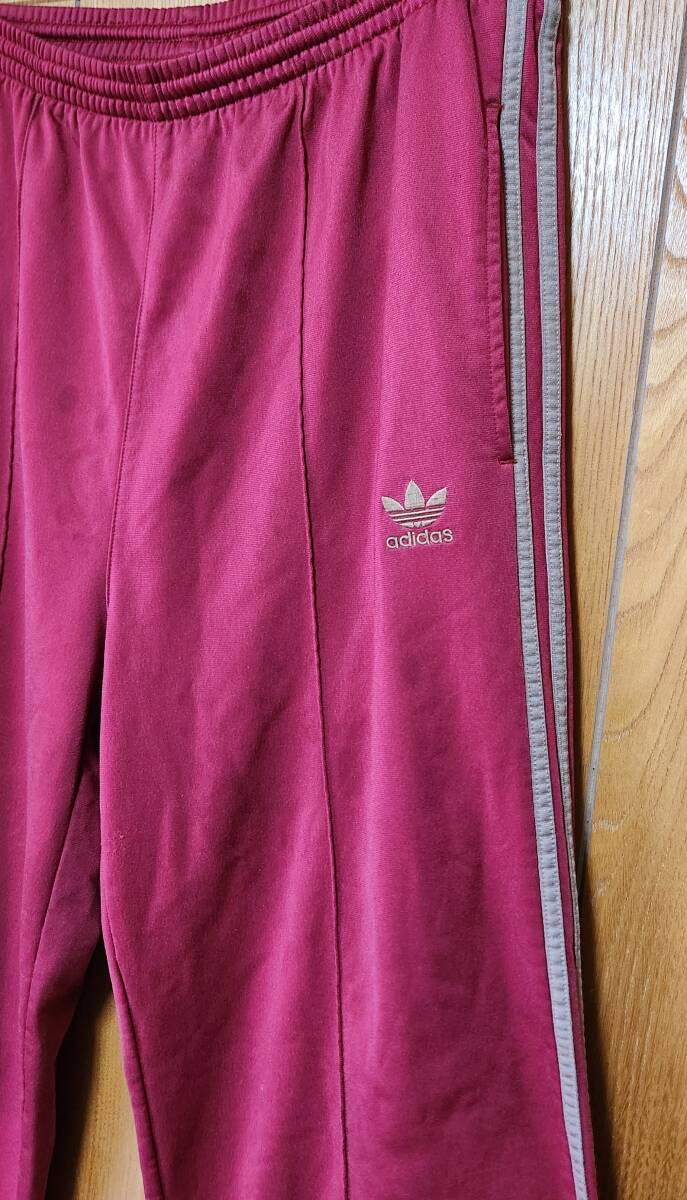 old adidas 80s トラックパンツ XL ワインレッド ゴールドベージュ ビンテージ ジャージ 古着 90s ジャージ下 アディダス 80年代 ATP_画像6