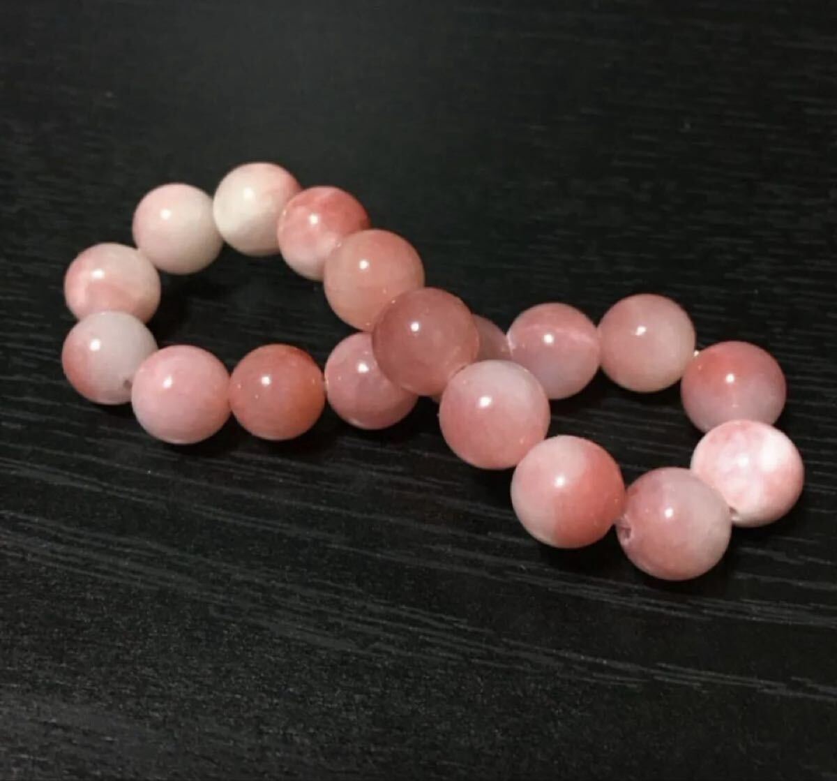 天然石　ピンク　ペルシャ翡翠　ブレスレット／約10mm玉／内径：約15cm_画像5