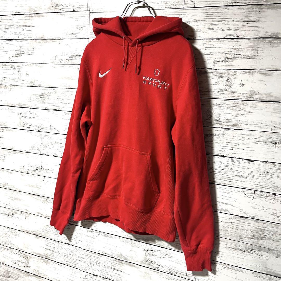 【希少デザイン】NIKE 刺繍ロゴ　レッド　パーカー　メンズ　S A130_画像4
