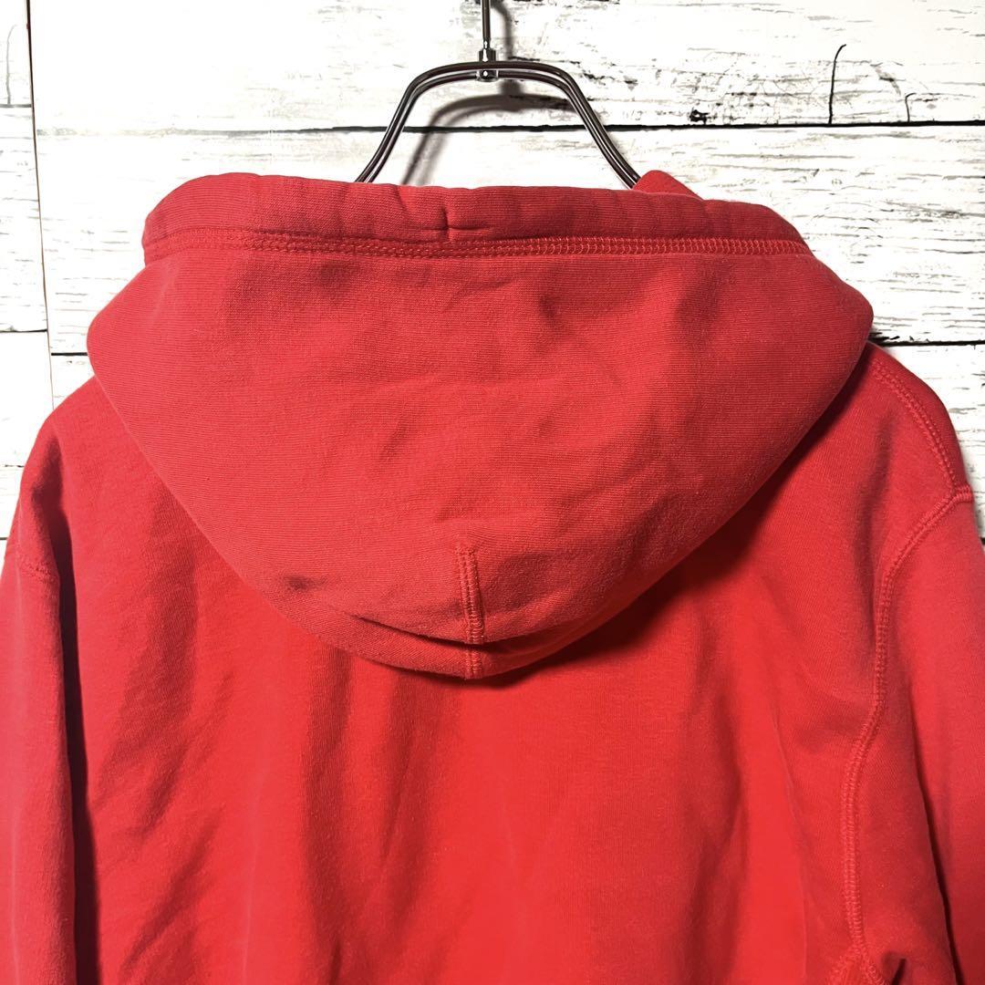 【希少デザイン】NIKE 刺繍ロゴ　レッド　パーカー　メンズ　S A130_画像7
