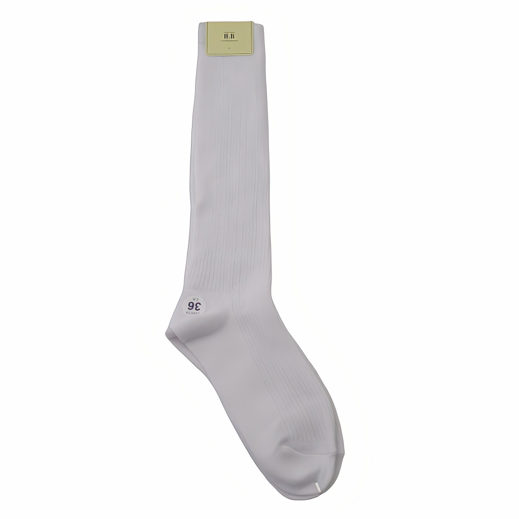 リブ ハイソックス 36cm丈 白 2足セット レディース size 23-25cm 綿混素材 ホワイト H.B_画像2