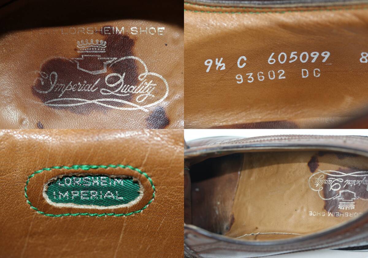 フローシャイム インペリアル ロングウイングチップ革靴◆27.5cm◆US9.5C◆USA製◆ケンムール◆レザーソール◆ビンテージ◆USA購入◆S102_画像7
