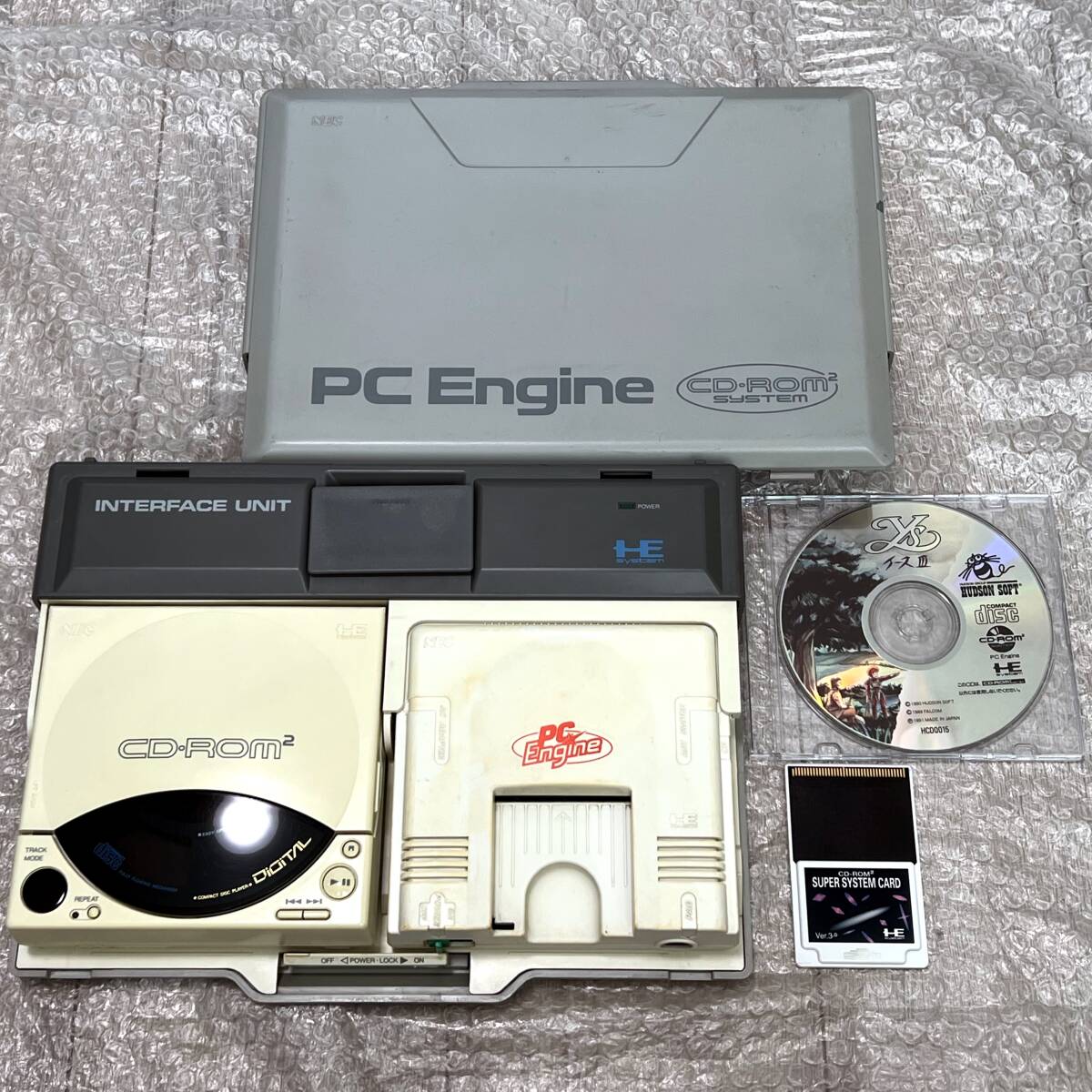 〈一部難あり?動(dòng)作確認(rèn)済み〉 PCE PCエンジン 本體 PI-TG001 ＋ 后期型 CD-Rom2 CDR-30A ＋スーパーシステムカード Ver.3.0 ＋ イースⅢ