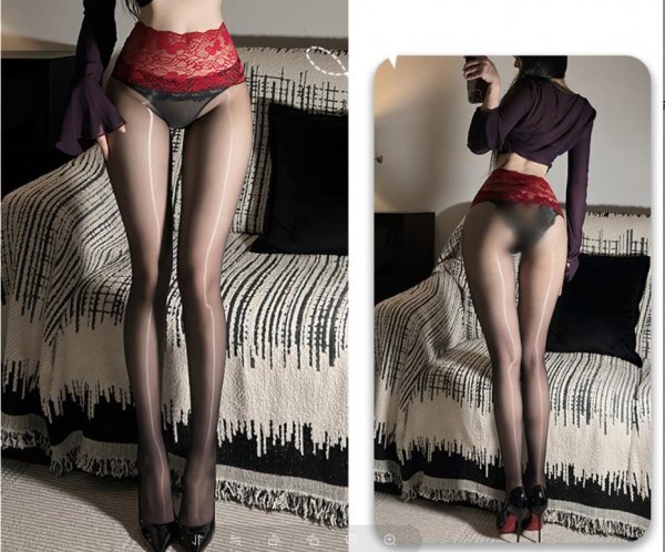 2427(BK/BK)光沢 高級(jí) レースハイウエスト ストッキング ランジェリーセクシー シースルー 透け感 1.0 刺繍 高級(jí) 秘書(shū) 人妻 誘惑AH