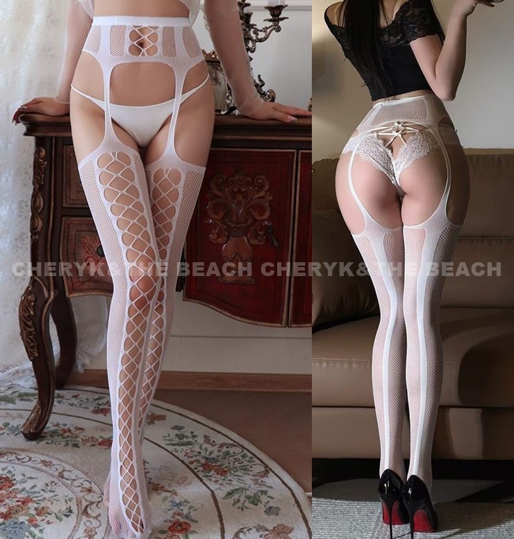 2357(GYグレー)ガーターベルト一體型 網(wǎng)タイツ ストッキング シルキー ランジェリー コスプレ 個人撮影 人妻 秘書 誘惑