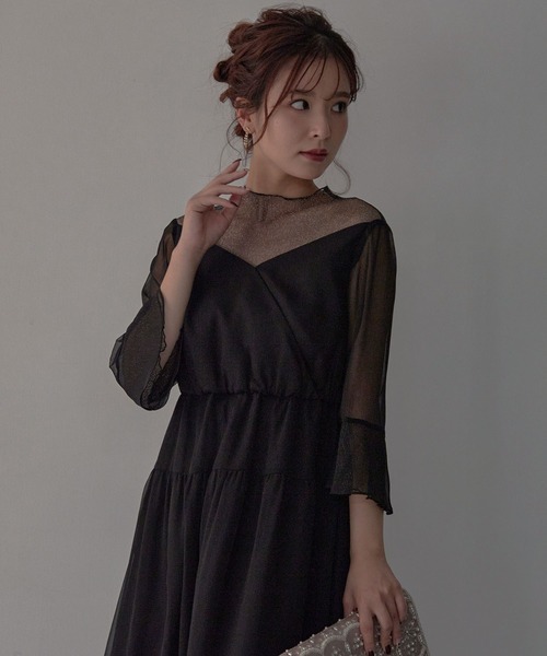 「Dorry Doll」 7分袖ワンピース S ブラック レディース_画像1