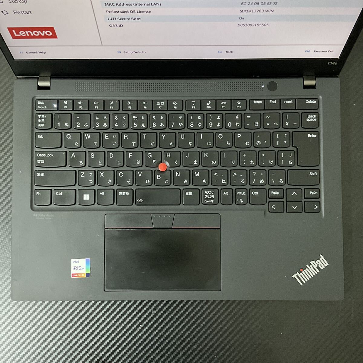 Lenovo Thinkpad T14s Gen2 Corei5-1145G7メモリー：16GB　(041)