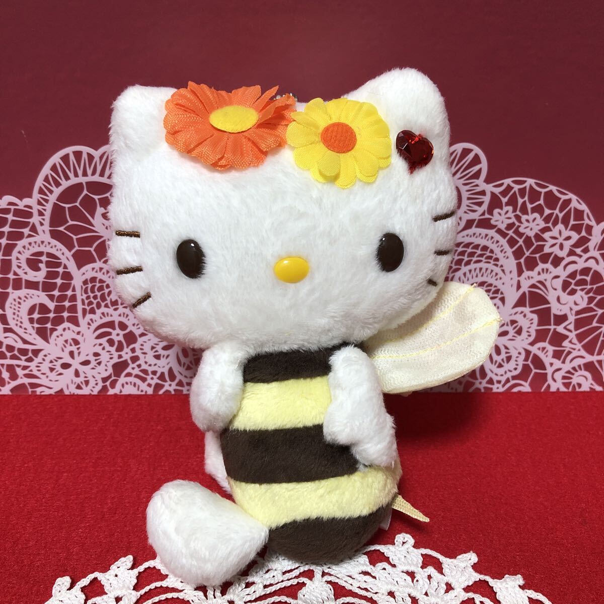 ハローキティ　キティちゃん　みつばち　ハチ　ぬいぐるみ　ストラップ　キーホルダー　QUESTINA　2015年　サンリオ　タグ付き未使用品_画像10