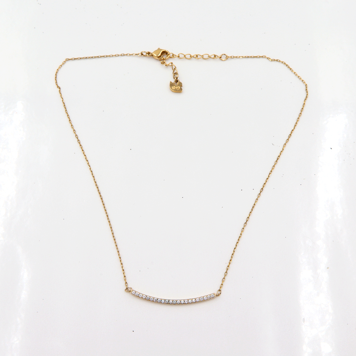 【中古】SWAROVSKI（スワロフスキー） スマイル ネックレス　重量2.88g　ネックレス長さ42cm　金属　ゴールドカラー　レディース_画像7