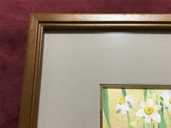 島添さとし●真作●しまぞえ さとし 沙敏●日本画 紙本彩色 直筆サイン落款あり 三越取扱作品「水仙」■京都芸大日本画科卒■師：上村松篁_画像7