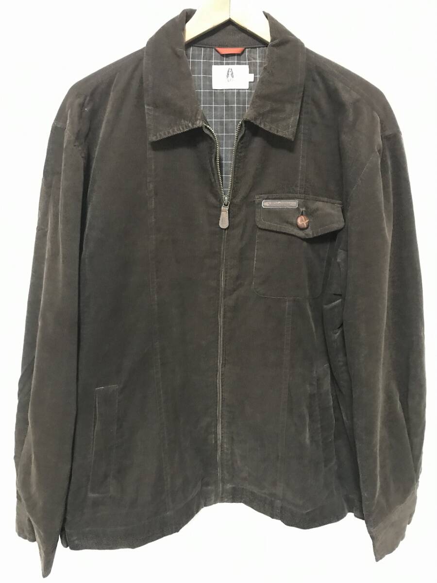 送無♪Hush Puppiesハッシュパピー♪ジップアップコーデュロイジャケット・こげ茶・L_画像1