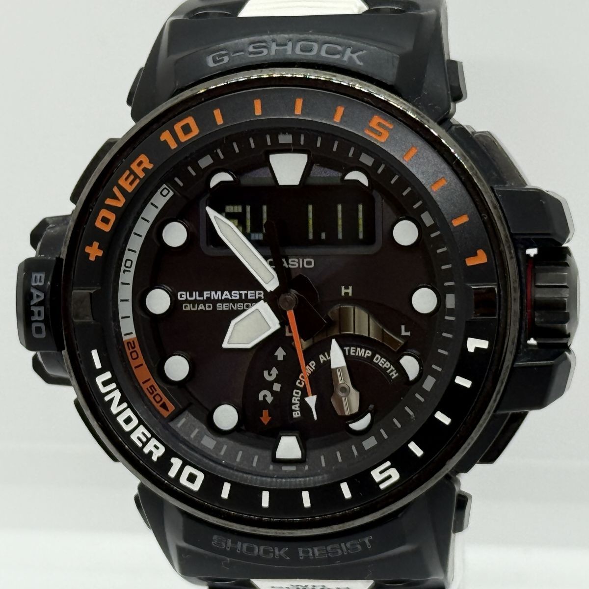 M7384 CASIO カシオ G-SHOCK ジーショック GWN-Q1000MC-1AJF ガルフマスター オブ G 電波ソーラー 稼働 メンズ 腕時計 箱・コマ付き_画像1