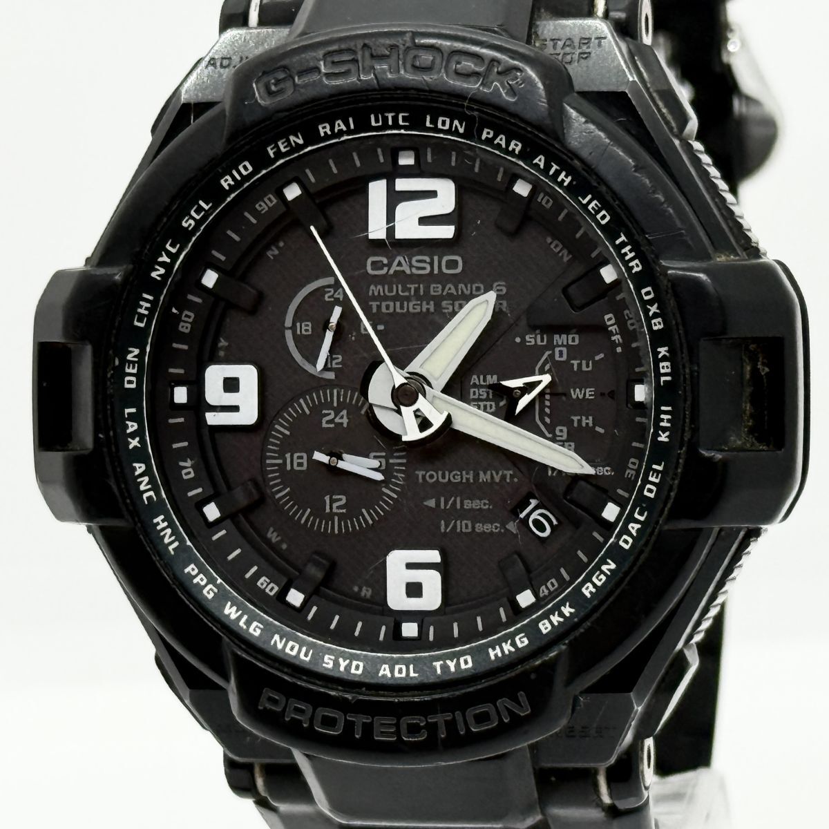 M7832 CASIO カシオ G-SHOCK PROTECTION スカイコックピット GW-4000A SS×ラバー ソーラー 稼働 黒文字盤 腕時計