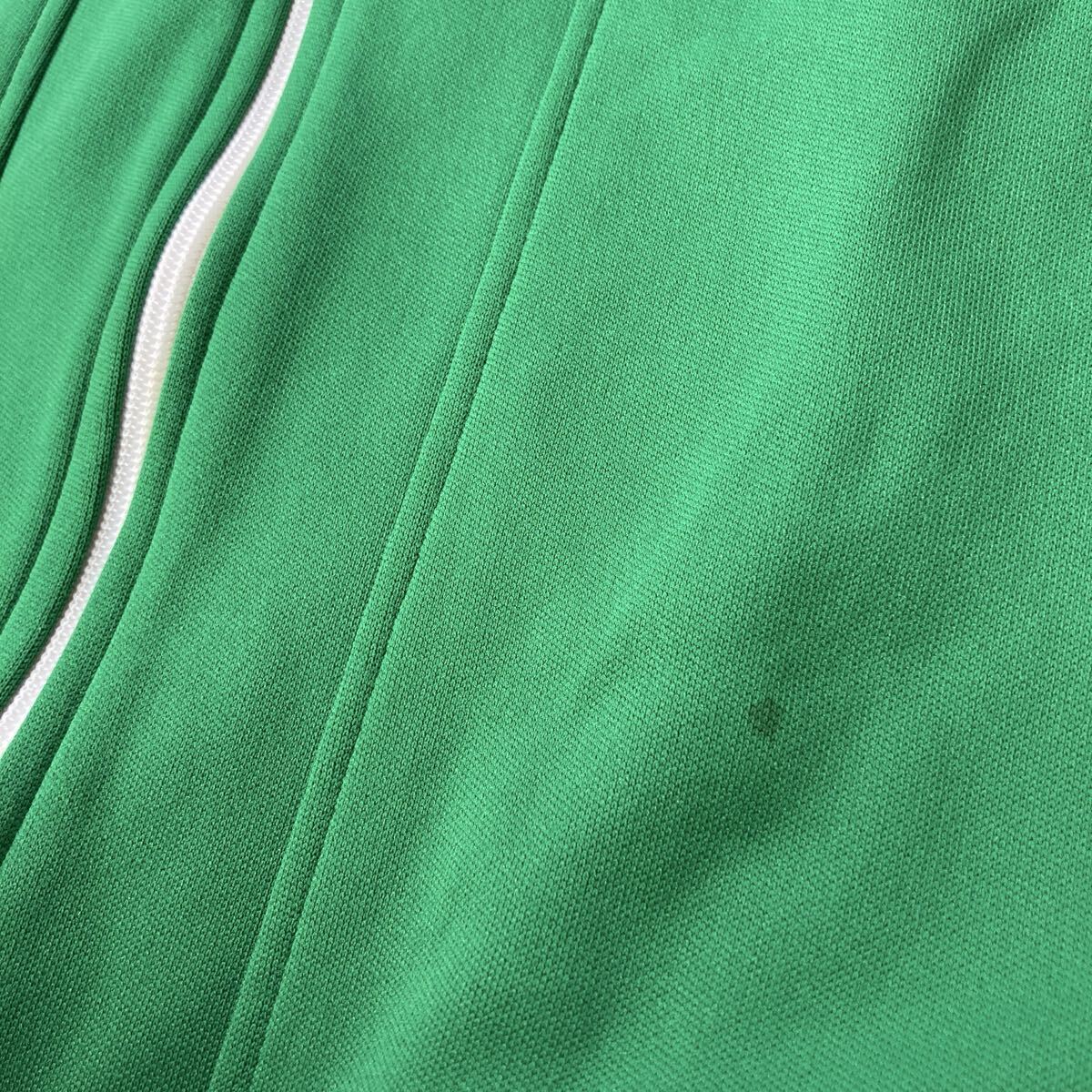 YT3738 Training Wear トレーニングウェア トラックジャケット ジャージ サイズM グリーン 白ライン スタンドカラー レトロ レディース_画像6