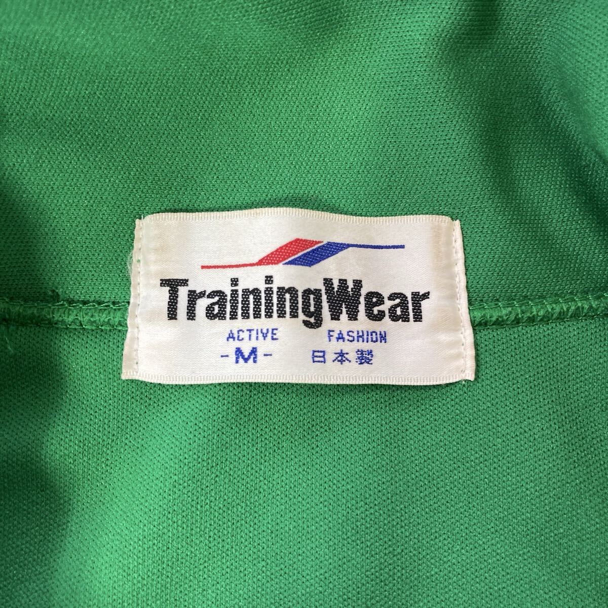 YT3738 Training Wear トレーニングウェア トラックジャケット ジャージ サイズM グリーン 白ライン スタンドカラー レトロ レディース_画像7