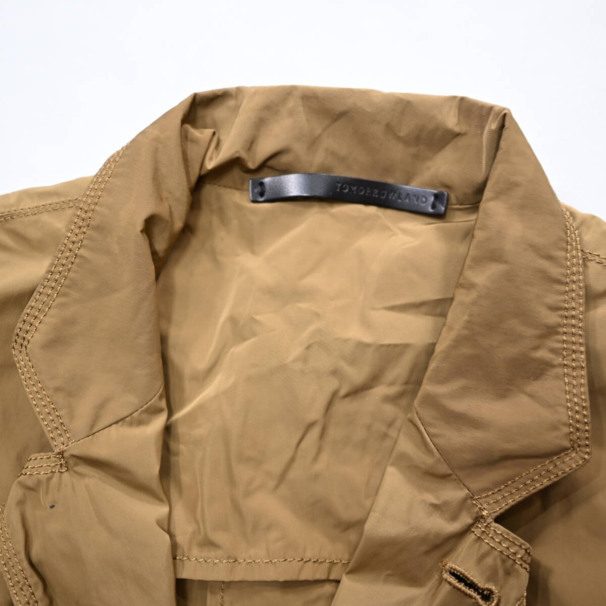 【トゥモローランド】3Bナイロン系テーラードJKT44茶春夏_画像3