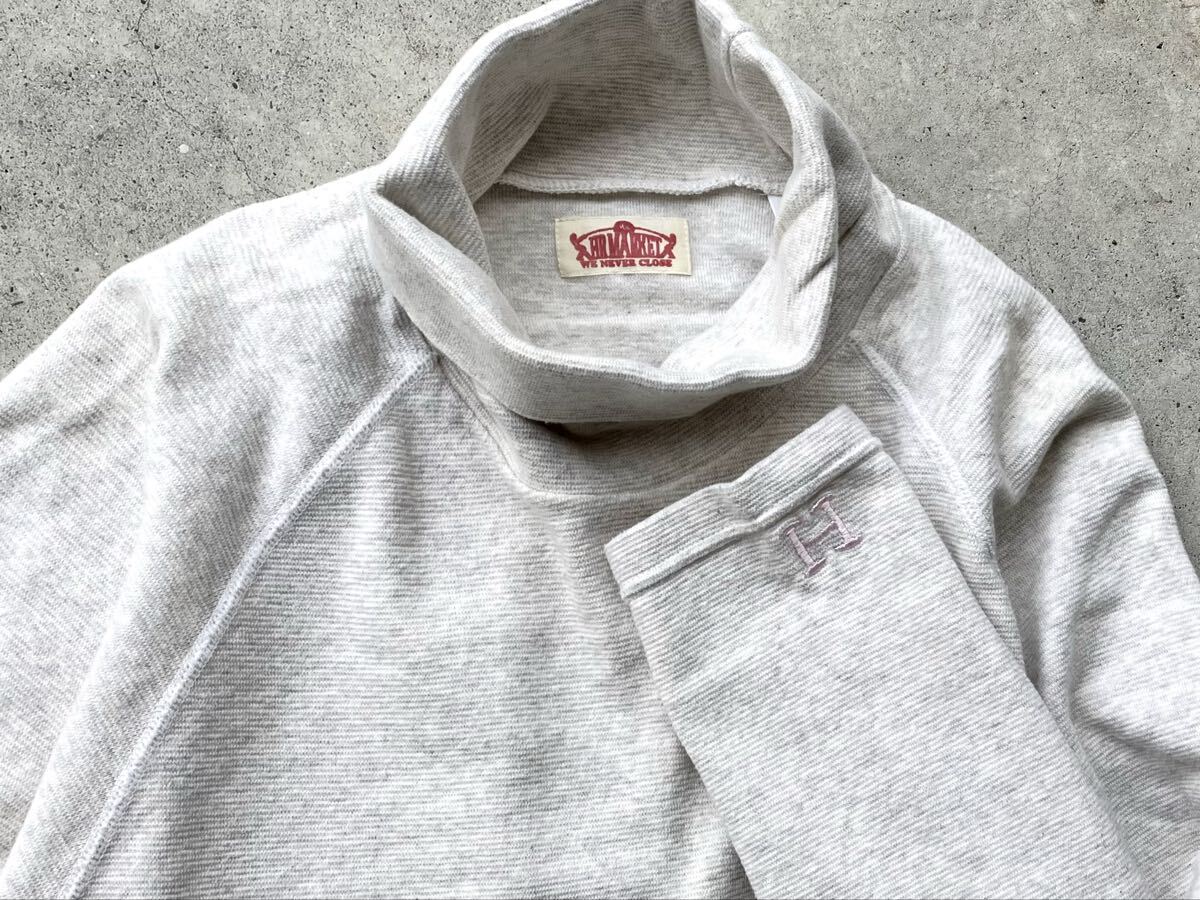 美品 ハリウッドランチマーケット タートルネック仕様 ストレッチフライス カットソー 4/XL メンズ 長袖 Tシャツ 刺繍 ニット