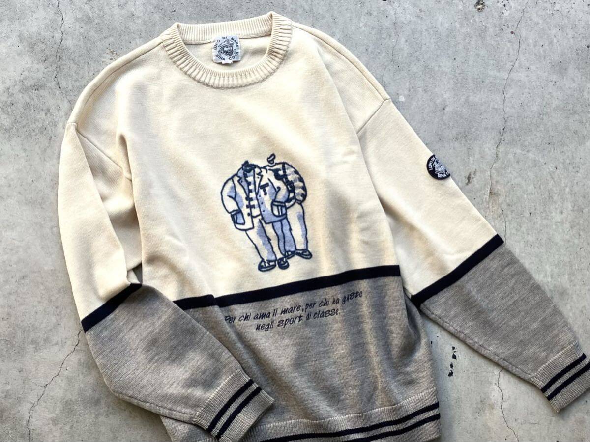 新品同様 SINA COVA ウールニットセーター M シナコバ メンズ 刺繍 ワッペン_画像4