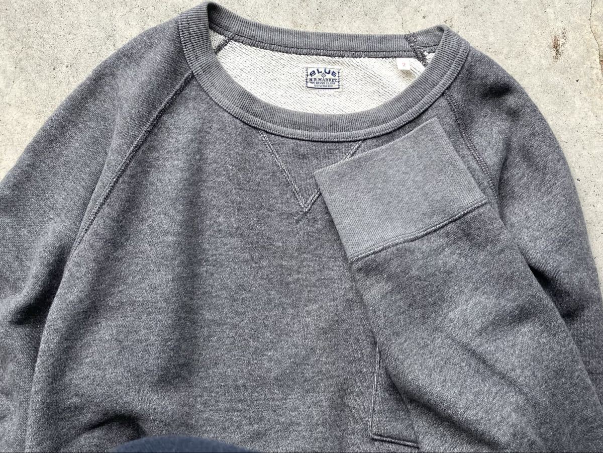 BLUE BLUE JAPAN 吊り裏毛 スウェットシャツ 2/M ハリウッドランチマーケット メンズ トレーナー セーター パーカー 灰 グレー_画像1