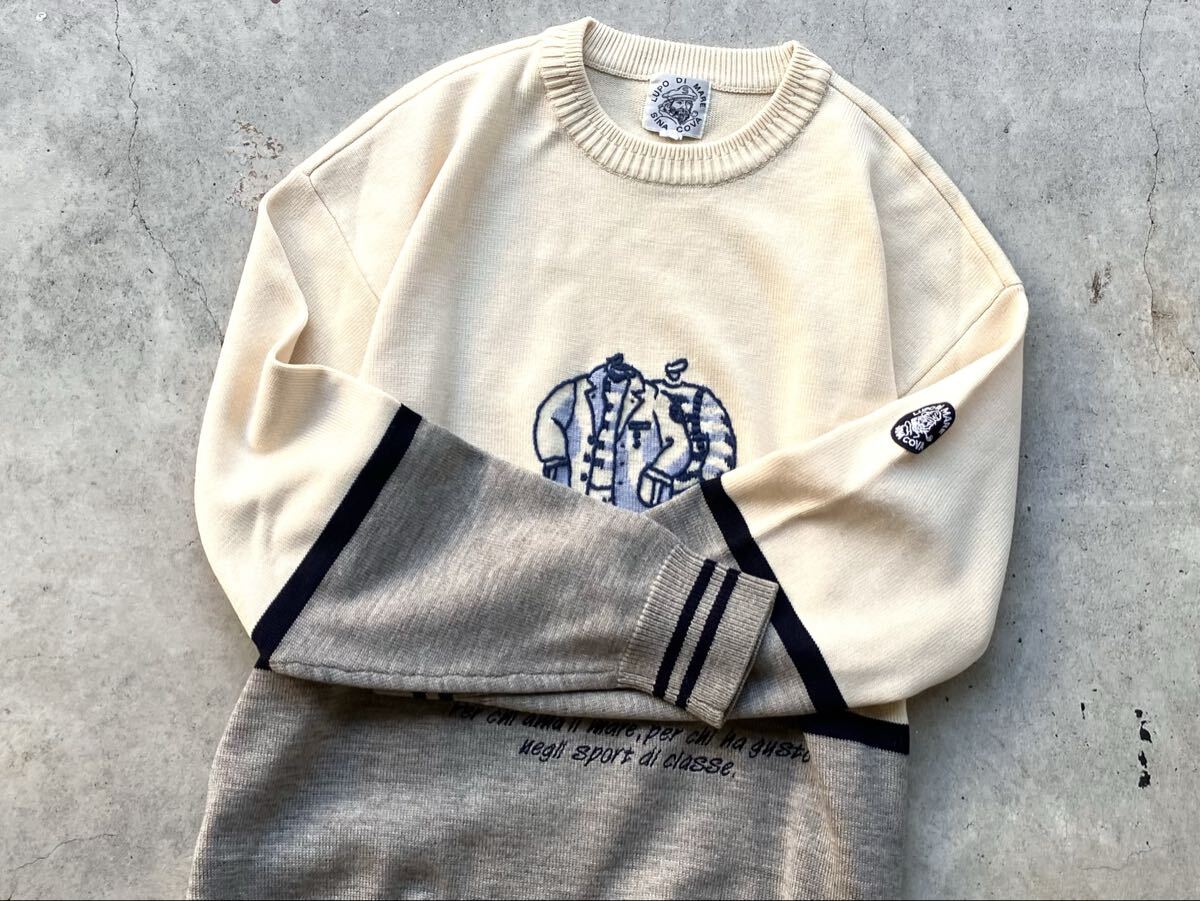 新品同様 SINA COVA ウールニットセーター M シナコバ メンズ 刺繍 ワッペン_画像5