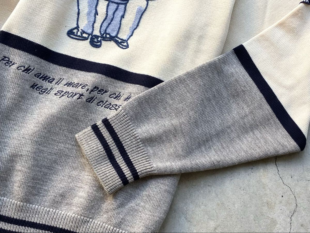 新品同様 SINA COVA ウールニットセーター M シナコバ メンズ 刺繍 ワッペン_画像10