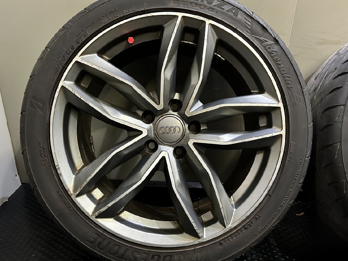 【BS POTENZA RE04 245/40R18】夏タイヤ【アウディ 純正キャップ 社外ホイール 18インチ 8J5HPCD112+45】20年製 バリ溝 audi/A4等 (VTP259)_画像4