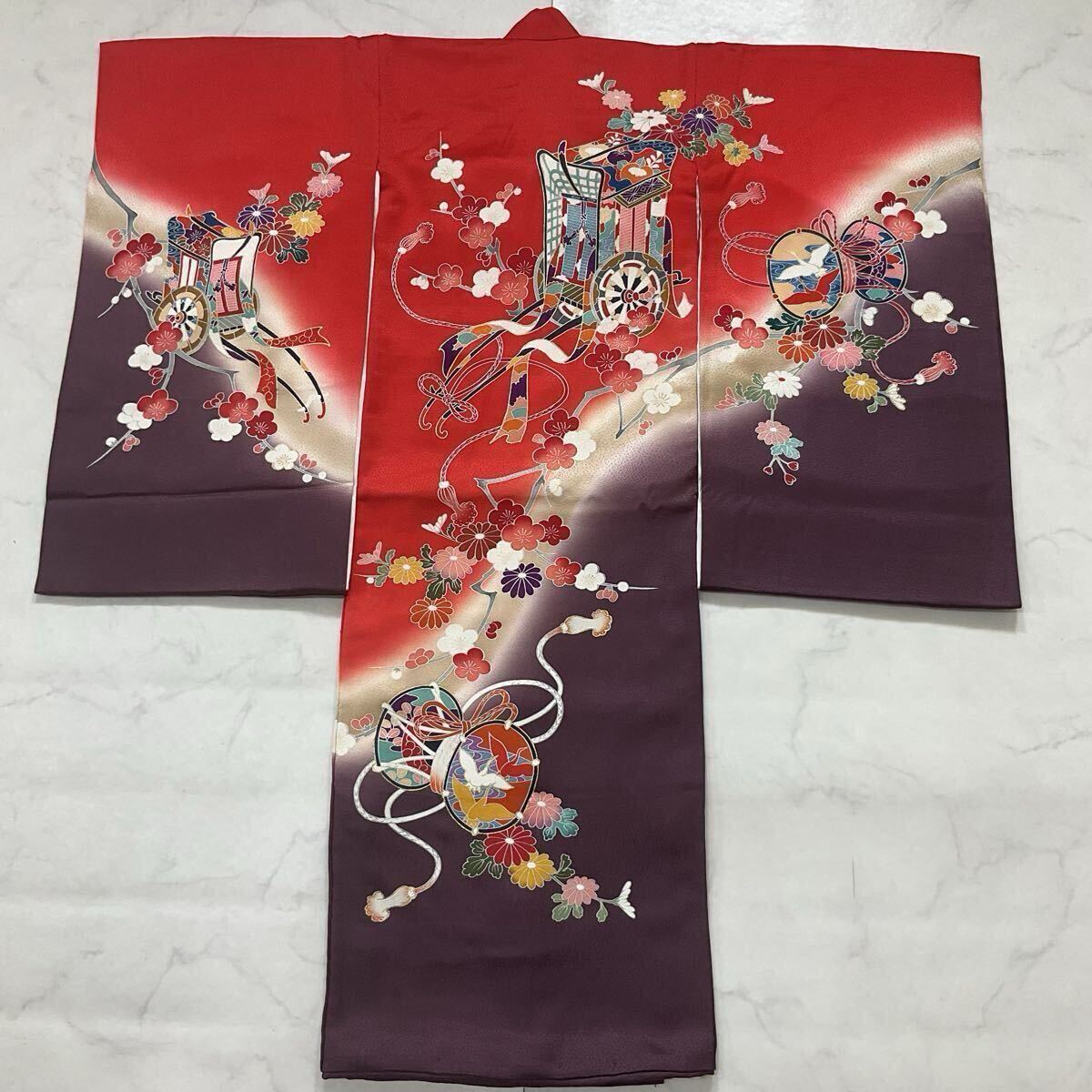 ◆kimono+one◆産着◆お宮参り◆襦袢付き◆七五三◆正絹◆3歳用◆女の子着物◆七五三お詣り女の子着物こどものひお正月卒業式Y101