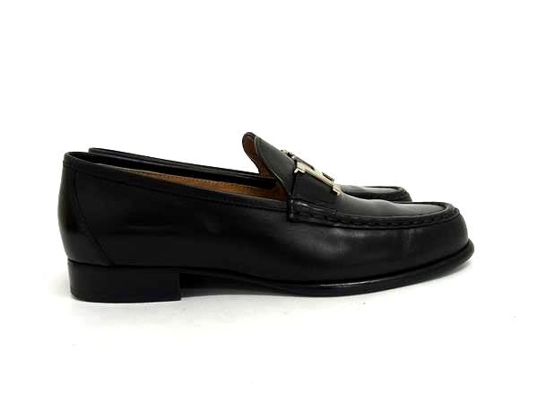 1円 ■美品■ HERMES エルメス コンスタンス レザー シルバー金具 ローファー 表記サイズ 36 (約23.0cm) 靴 シューズ ブラック系 FP5052