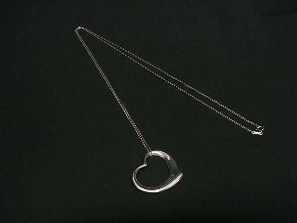 1円 ■美品■ TIFFANY&Co ティファニー エルサペレッティ オープンハート SV925 ビッグ ネックレス アクセサリー シルバー系 FS4304