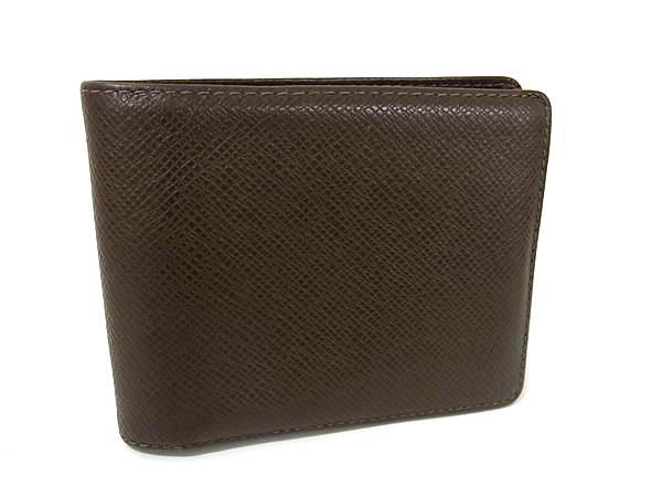 1円 ■美品■ LOUIS VUITTON ルイヴィトン M30428 タイガ ポルト ビエ 3 ヴォレ 二つ折り 財(cái)布 ウォレット グリズリ ブラウン系 FV0080
