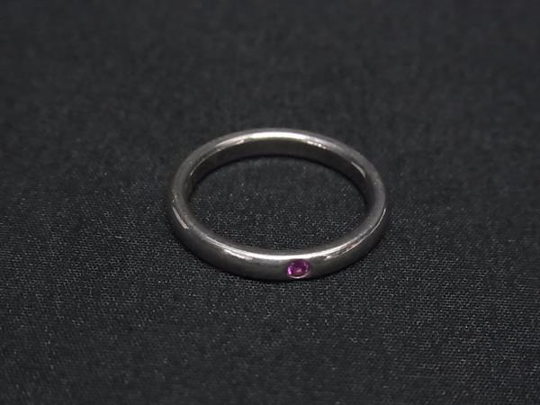 1円 ■美品■ TIFFANY&Co ティファニー スタッキングバンドリング SV925 1P ピンクサファイア リング 指輪 約9号 シルバー系 FP6264