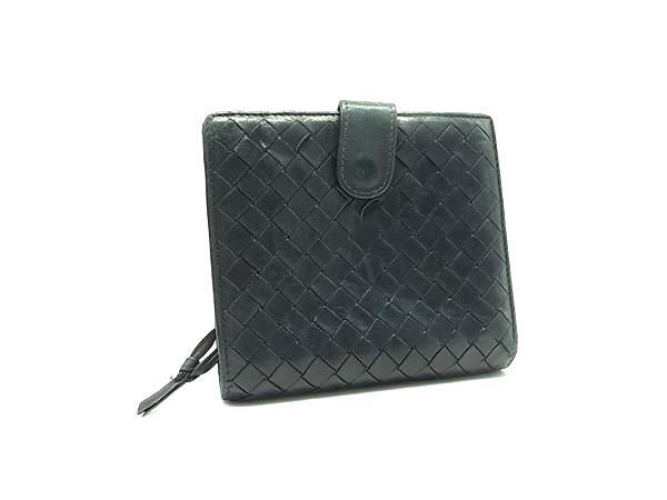 BOTTEGA VENETA ボッテガヴェネタ イントレチャート レザー 二つ折り 財(cái)布 ウォレット 小銭入れ 札入れ メンズ ブラック系 DJ4631