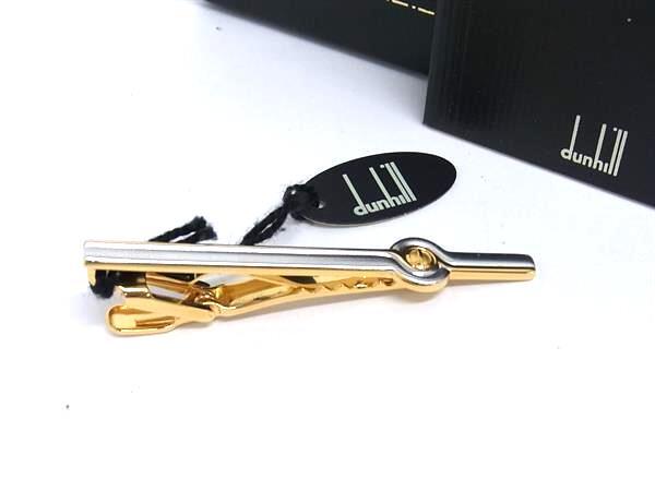 ■新品同様■ dunhill ダンヒル タイクリップ タイピン アクセサリー ビジネス 紳士 メンズ シルバー系×ゴールド系 DJ1415