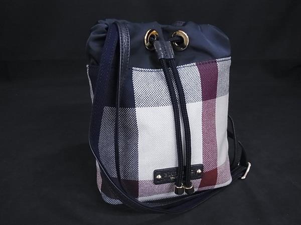 ■新品同様■ BLUE LABEL CRESTBRIDGE ブルーレーベル クレストブリッジ キャンバス ショルダーバッグ 斜め掛け ネイビー系 BS0128