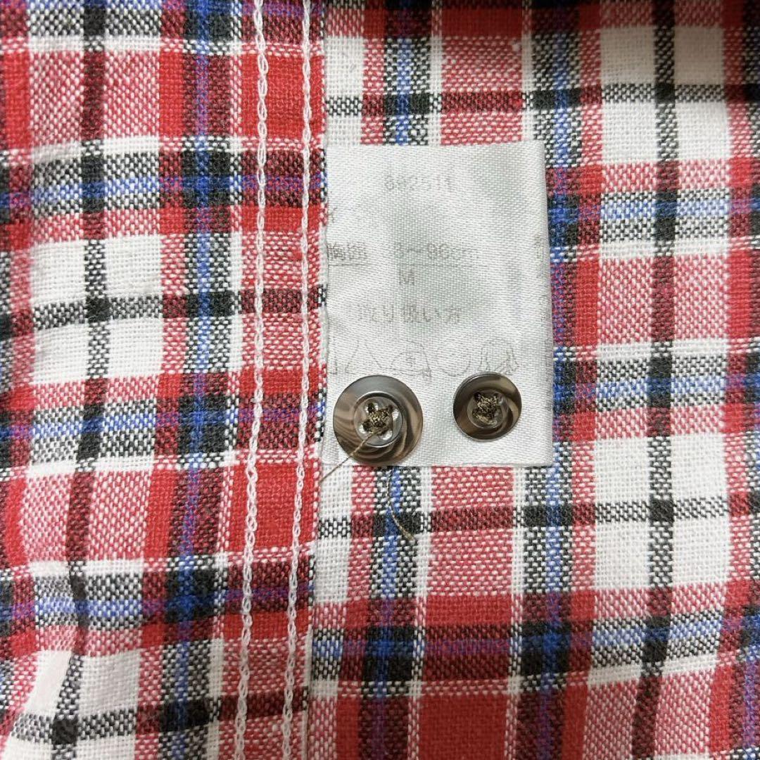 FIRST DOWN ファーストダウン 長袖チェックシャツ メンズ Mサイズ ボタンシャツ 綿 カジュアル アウトドア ポケット付き 赤 白 カジュアル_画像7