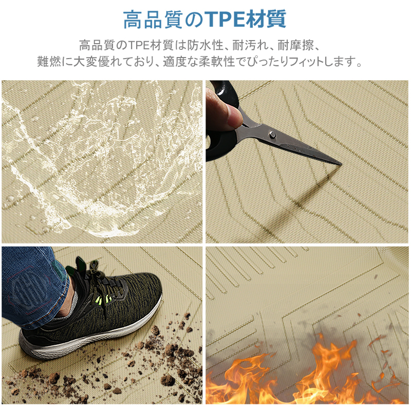 ランドクルーザー 300系 7人乗り 3Dラゲッジマット トランクマット ズレ防止 防水 防砂 防汚 水洗い可 ベージュ 3Dマット 荷臺 荷室 DF192