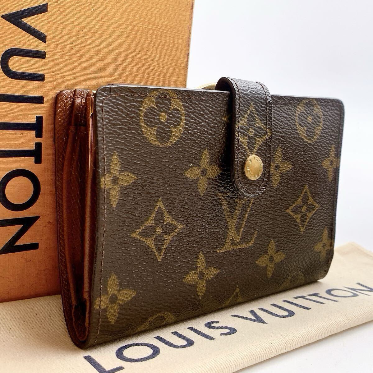 【極美品に近い】ルイヴィトン LOUIS VUITTON ヴィエノワ がま口折り財(cái)布 モノグラム　ウォレット メンズ レディース お札入れ　866