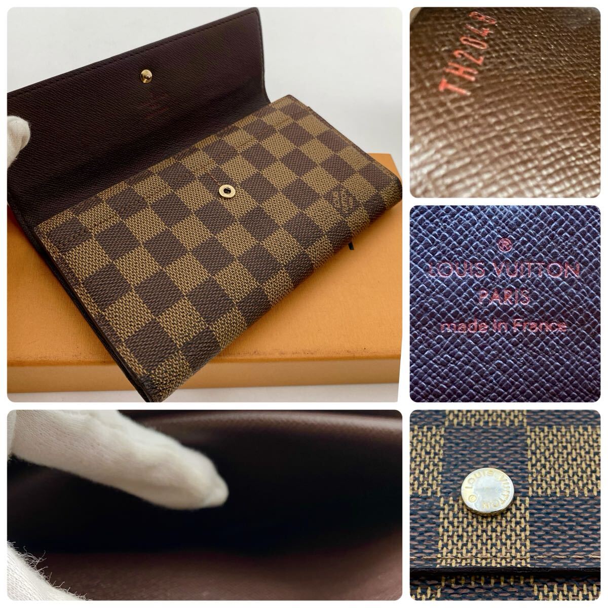 【極美品】LOUIS VUITTON ルイヴィトン ダミエ ポルトトレゾールインターナショナル 長財布 三つ折り財布 カード入れ×10 865