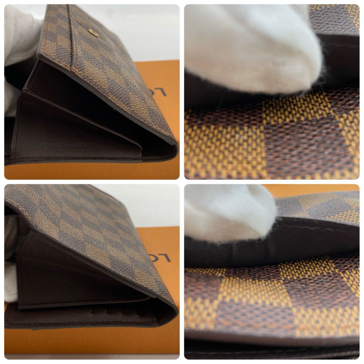 【極美品】LOUIS VUITTON ルイヴィトン ダミエ ポルトトレゾールインターナショナル 長財布 三つ折り財布 カード入れ×10 865