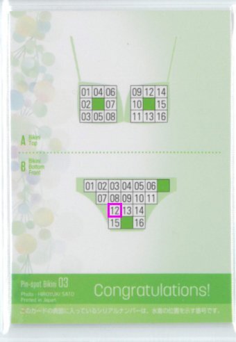 內(nèi)木志 ピンスポビキニカード03 #12/16 (B：良部！緑パンツ前)/HIT'S 250910-234