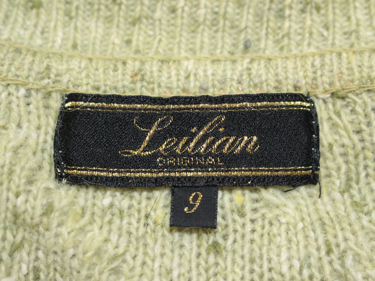 Leilian レリアン ミックス霜降り ケーブル編み 襟付き ニット_画像3