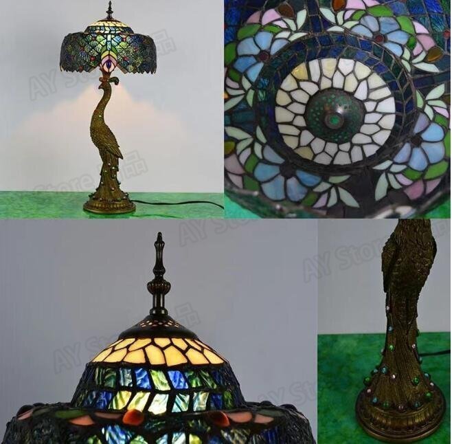 ステンドランプ ステンドグラス アンティーク花柄レトロな雰囲気がおしゃれ ティファニー 瑠璃デスクライト照明 bhw0070