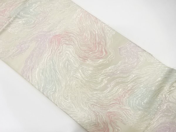 ys7498657; 宗sou 墨流し模様織出し袋帯(材料)【アンティーク】【着】_画像1