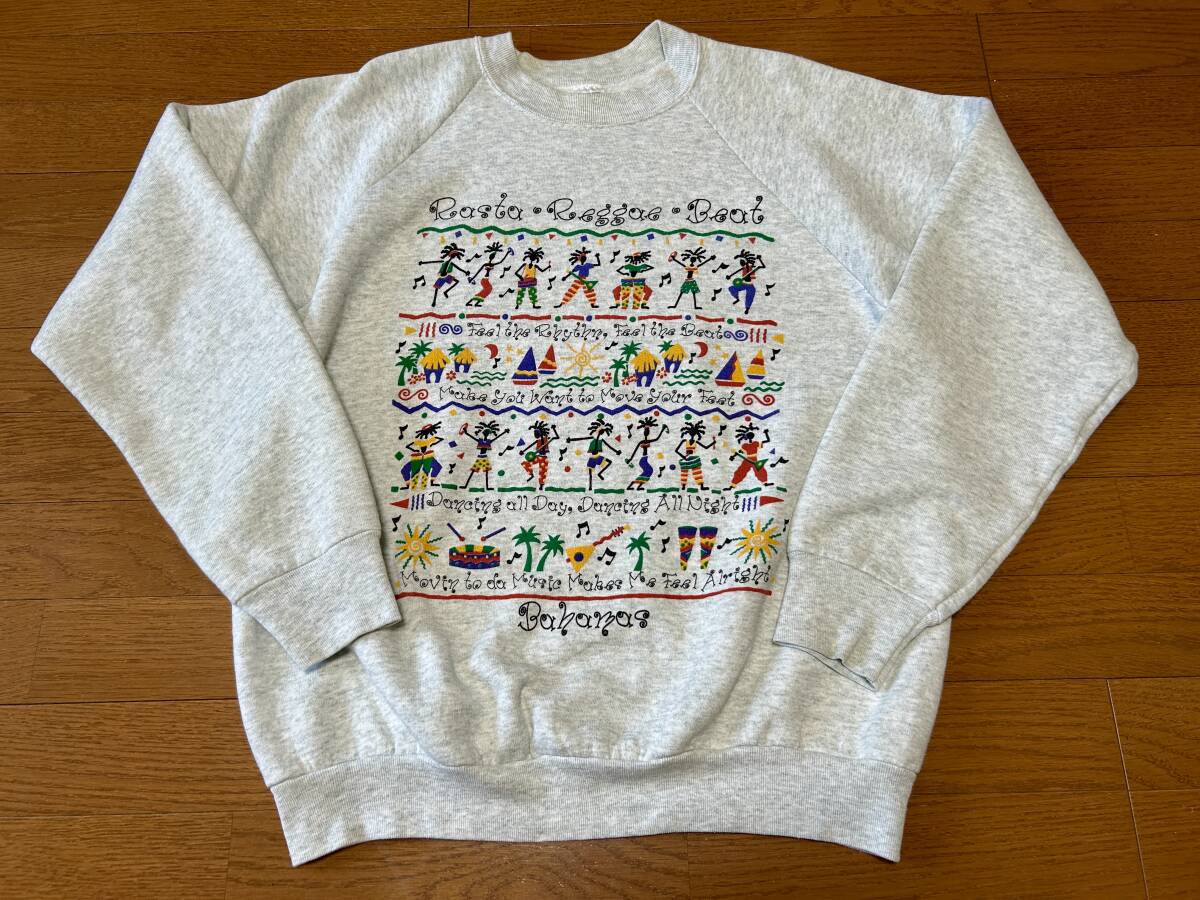 80s 90s USA製 ヴィンテージ Rasta Reggae Beat ラスタ レゲエ ルーツ ダンスホール スウェット トレーナー FRUIT OF THE LOOM_画像8