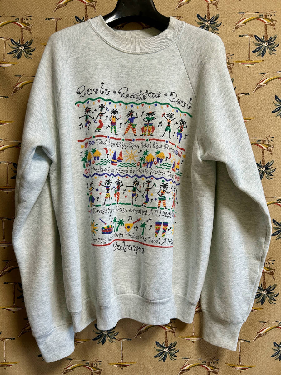 80s 90s USA製 ヴィンテージ Rasta Reggae Beat ラスタ レゲエ ルーツ ダンスホール スウェット トレーナー FRUIT OF THE LOOM_画像1