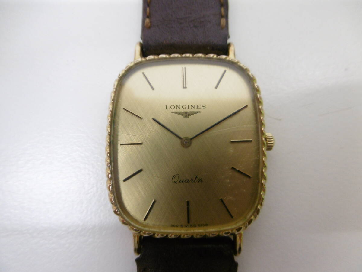 時計祭 ブランド祭 LONGINES ロンジン クォーツ 不動 腕時計 メンズ スクエア 文字盤ゴールドカラー 中古 ジャンク 長期保管品 ベルト社外_画像2
